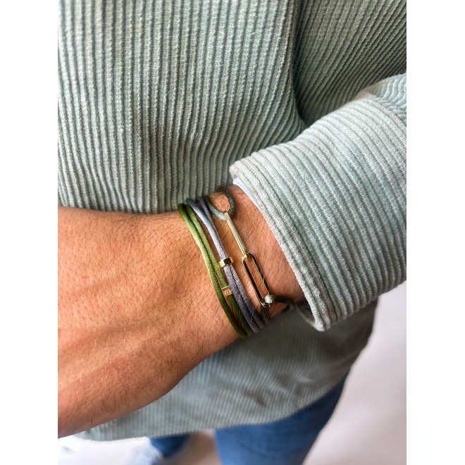 Link Satijnkoord Armband Heren - 2 Links 14K Goud