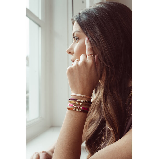 Honey Bee Satijnkoord Armband - 3 Initialen