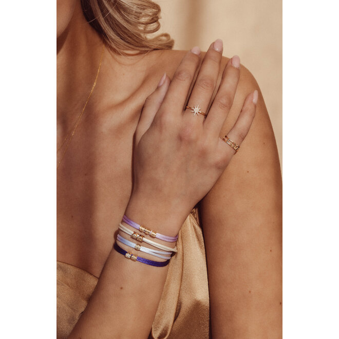 Honey Bee Satijnkoord Armband - 2 Initialen