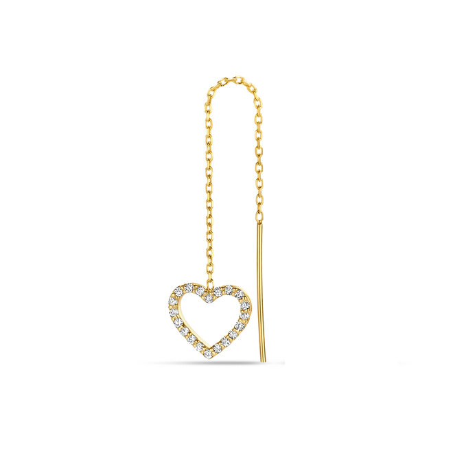 Iconic Heart Diamant Chain Valentijn Oorbel