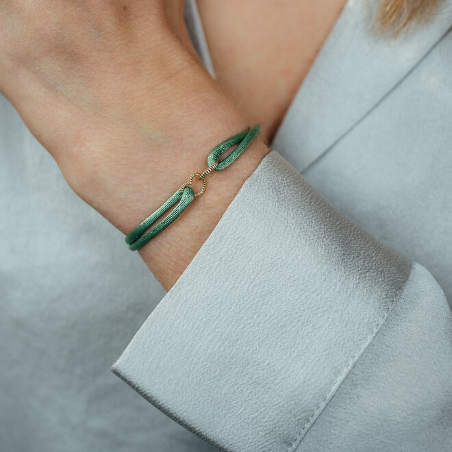 Vintage Dubbel Open Hart Satijnkoord Valentijn Armband