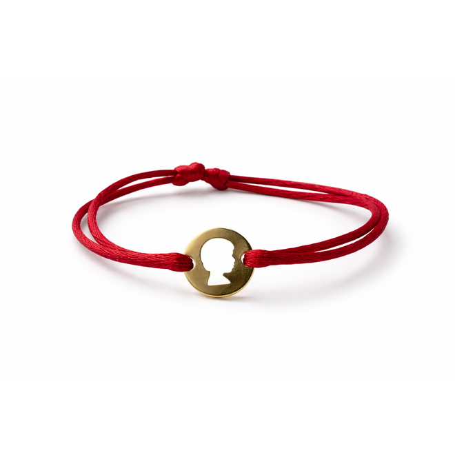 Family coin Mini Satijnkoord Armband 14K Goud