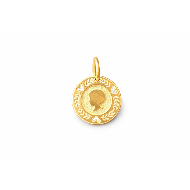 Family Carved Coin 14K Goud