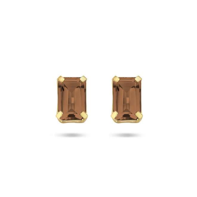 14 Carat Gold Smokey Quartz Stud Earrings – Timeless Brown Gemstone Studs by Just Franky
