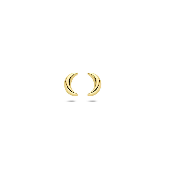 14 Karaat Gouden Universe Moon Stud Oorbellen – Minimalistische Maan Oorknoppen van Just Franky