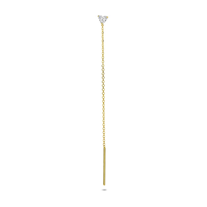 14 Carat Gold Love Chain Earring – Lab Grown Diamond Threader Earring by Just Franky
