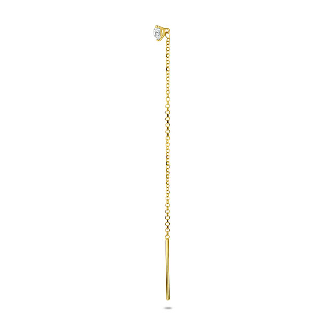 14 Carat Gold Love Chain Earring – Lab Grown Diamond Threader Earring by Just Franky