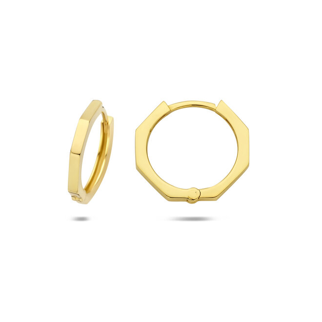 14 Karaat Gouden Octagon Oorringen 13.5mm van Just Franky