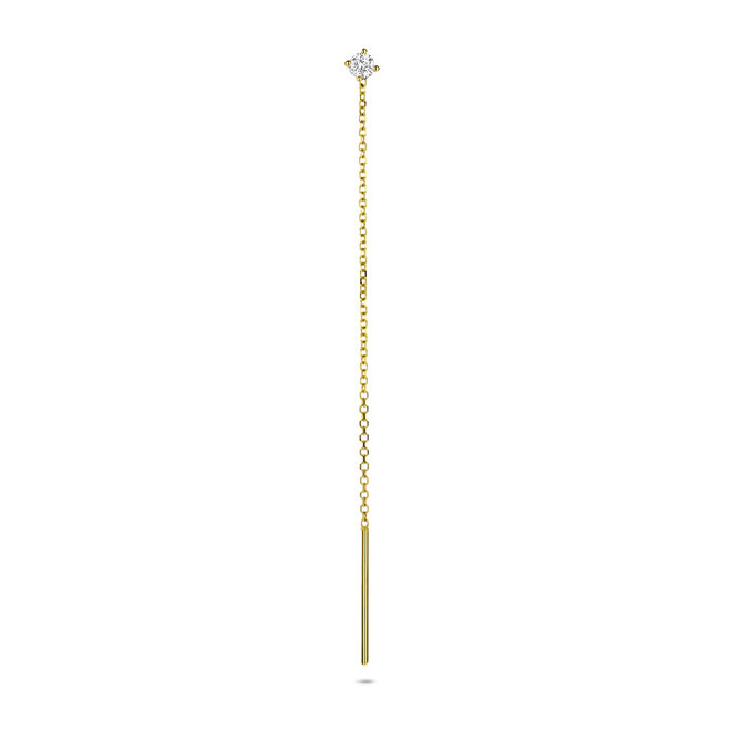 14 Carat Gold Threader Earring with Lab Grown Diamond 0.10ct 70mm by Just Franky