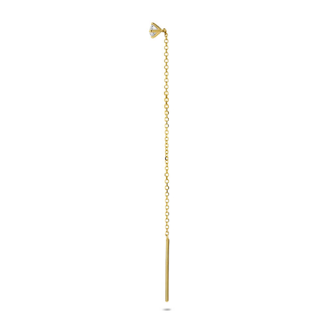 14 Carat Gold Threader Earring with Lab Grown Diamond 0.10ct 70mm by Just Franky