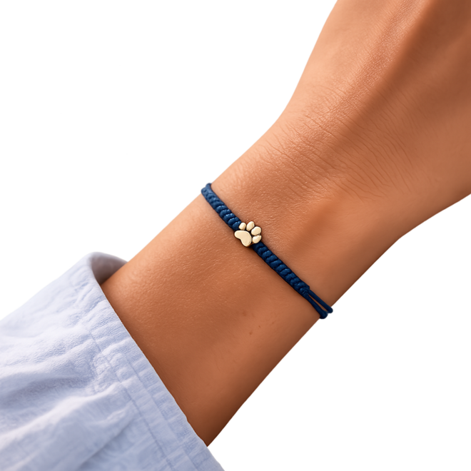 Franky's Treasure Hondenpoot Satijnkoord Armband 18K Goud