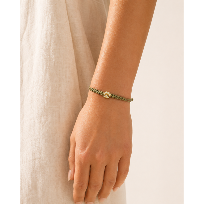 Franky's Treasure Hondenpoot Diamant Satijnkoord Armband 18K Goud