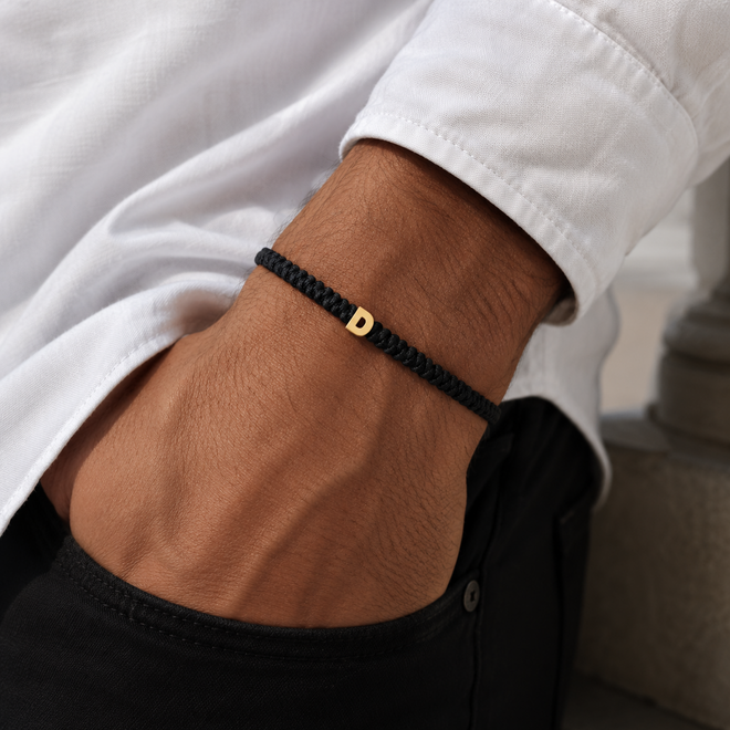 Franky's Treasure Letter Satijnkoord Armband 18K Goud