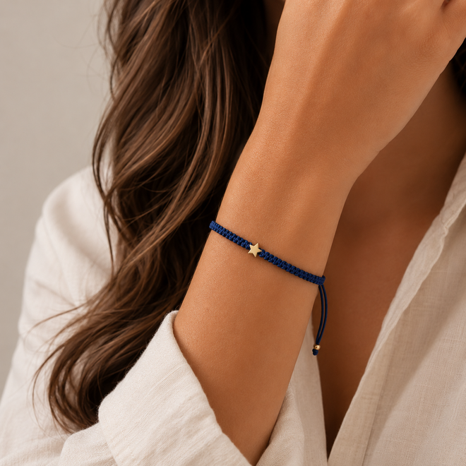Franky's Treasure Satijnkoord Armband Ster 18K Goud