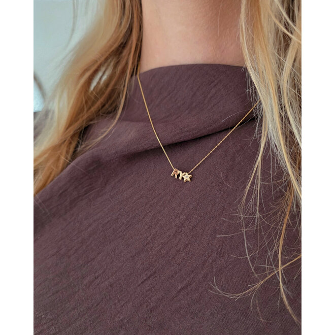 Family Star Ketting twee capitals 14K Goud