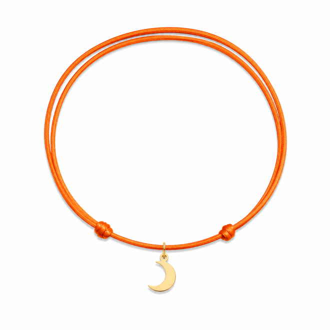 Charm Satijnkoord Ketting met maan bedel 14K Goud