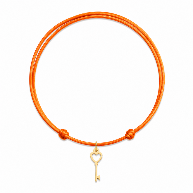 Charm Satijnkoord Ketting met open sleutel bedel 14K Goud