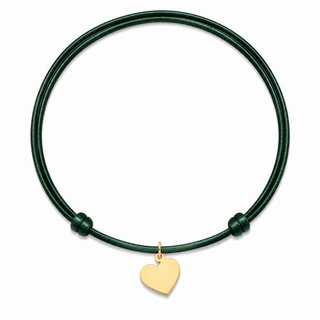 Charm Satijnkoord Ketting met Hart bedel 14K Goud