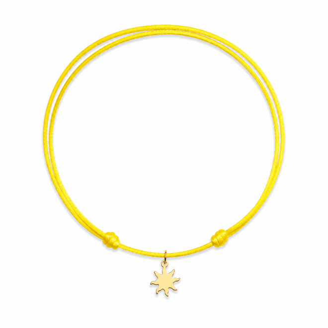 Charm Satin Cord Necklace Sun 14K Gold