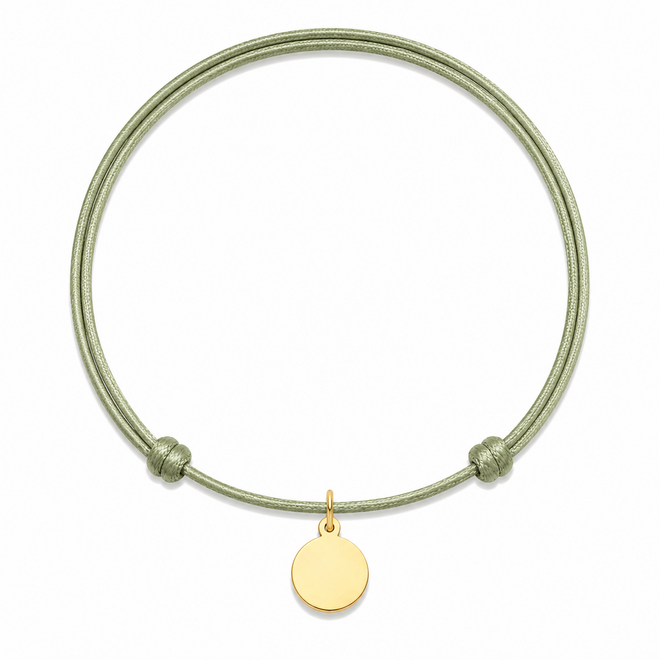 Charm Satin Cord Necklace Coin 14K Gold