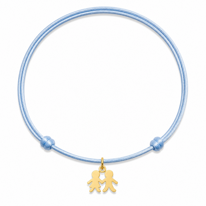 Charm Satijnkoord Ketting Connected 14K Goud