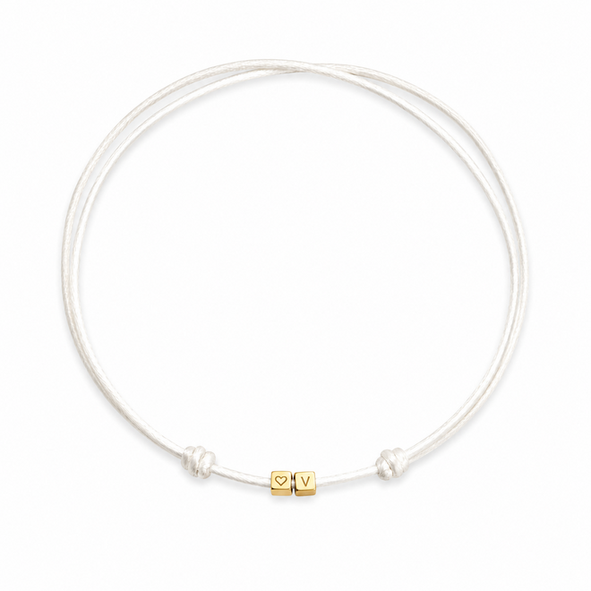Cube Satin Cord Necklace 2 Cubes 14K Gold