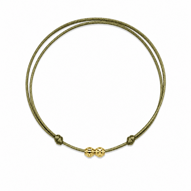 Honey Bee Satijnkoord Ketting 2 bedels 14K Goud