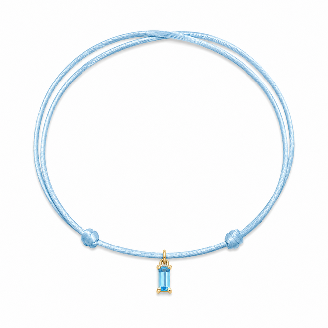Charm Satijnkoord Ketting Geboortesteen Baguette 14K Goud