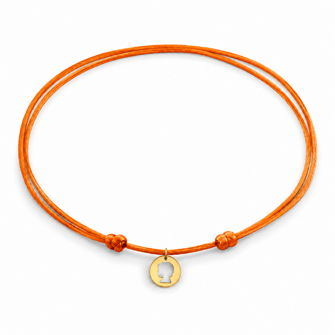 Family Satijnkoord Ketting met Coin Midi bedel 14K Goud