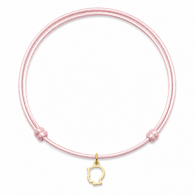 Family Satin Cord Necklace Open Charm 14K Gold
