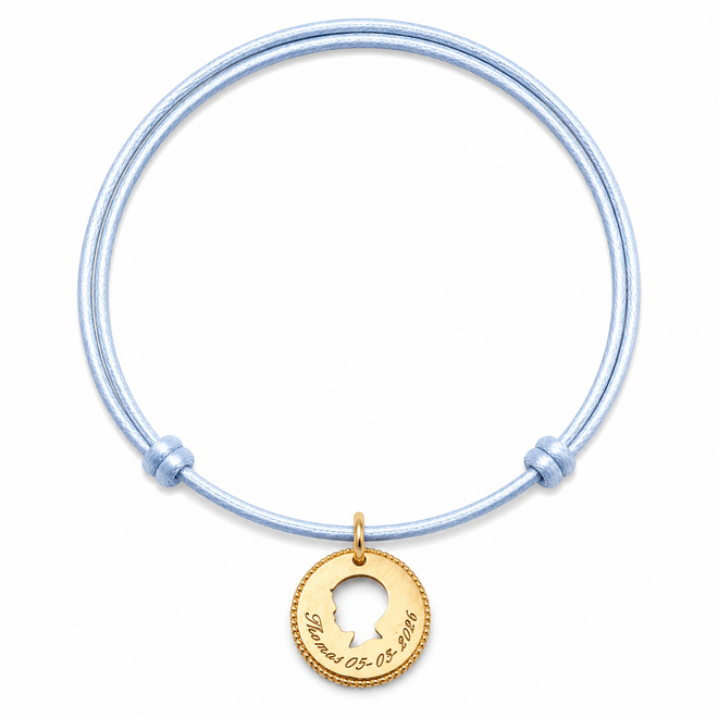 Family Satijnkoord Ketting met Vintage Coin Maxi bedel 14K Goud