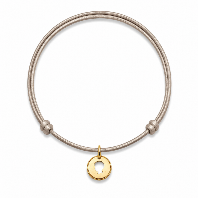 Family Satin Cord Necklace with Vintage Coin Mini Charm 14K Gold