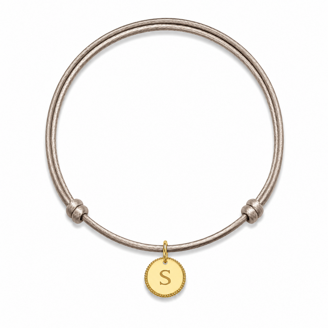 Vintage Satijnkoord Ketting met Munt Mini bedel 14K Goud