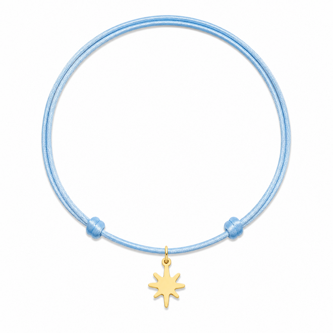 Charm Satin Cord Necklace Universe Star Charm 14K Gold