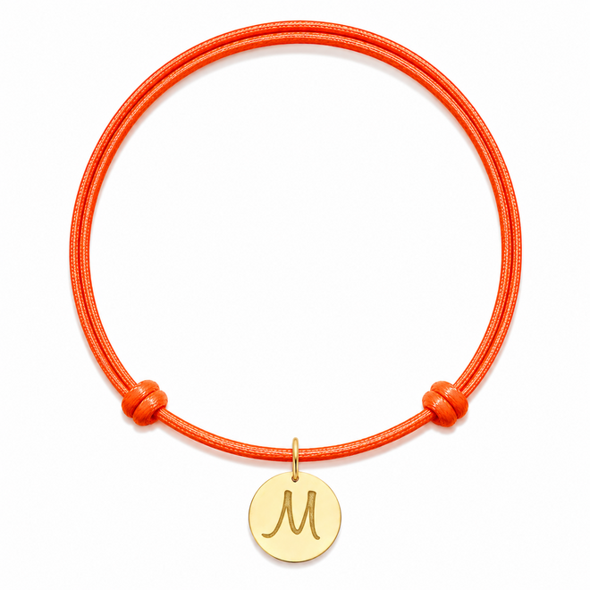 Identity Satijnkoord Ketting met Circle Maxi bedel 14K Goud