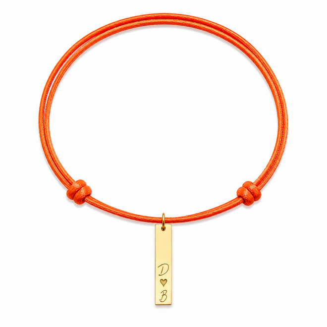 Identity Satin Cord Necklace with Vertical Bar Charm 14K Gold