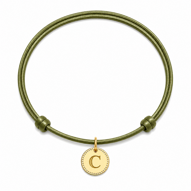 Identity Satijnkoord Ketting met Circle Perforated Mini bedel 14K Goud