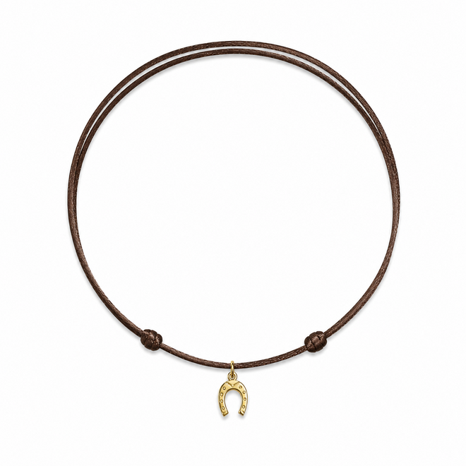 Charm Satijnkoord Ketting Hoefijzer Bedel 14K Goud