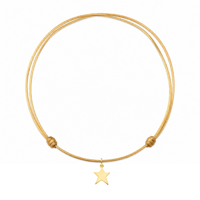 Charm Satijnkoord Ketting met ster bedel 14K Goud