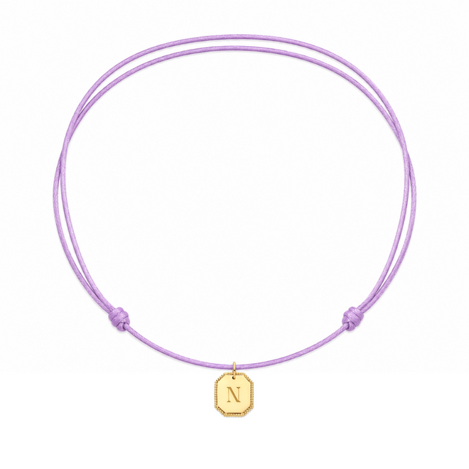 Tag Satin Cord Necklace Bullet Charm 14K Gold