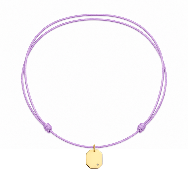 Tag Satijnkoord Ketting met diamant bedel 14K Goud