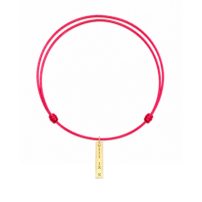Identity Satin Cord Necklace with Vertical Bar Perforated Charm 14K Gold