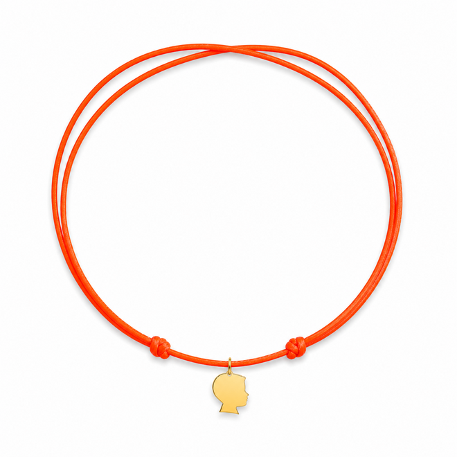 Family Satin Cord Necklace with Charm 14K Gold