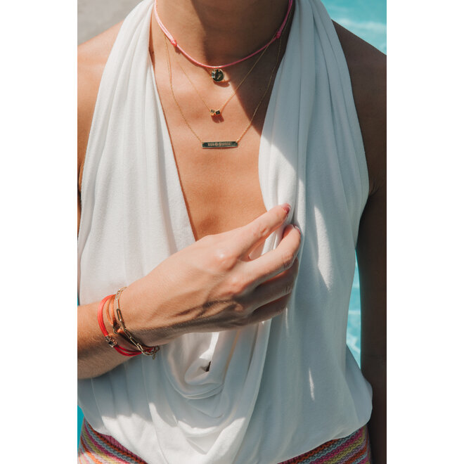 Vintage Satin Cord Necklace with Coin Mini Charm 14K Gold