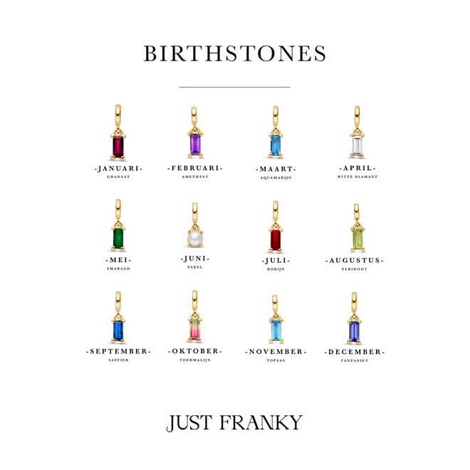 Charm Satijnkoord Ketting Geboortesteen Baguette 14K Goud