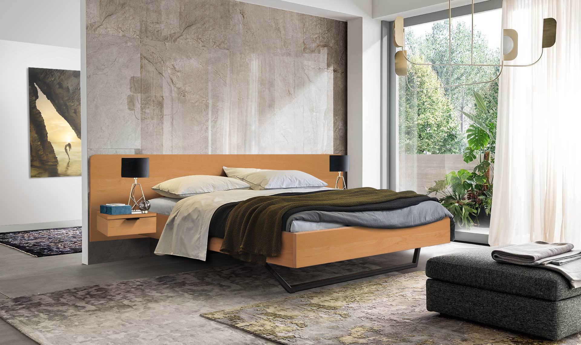 Etna Trend tong Houten bed Toscane | Industrieel houten bed met staal | Beddenplein -  Beddenplein.be