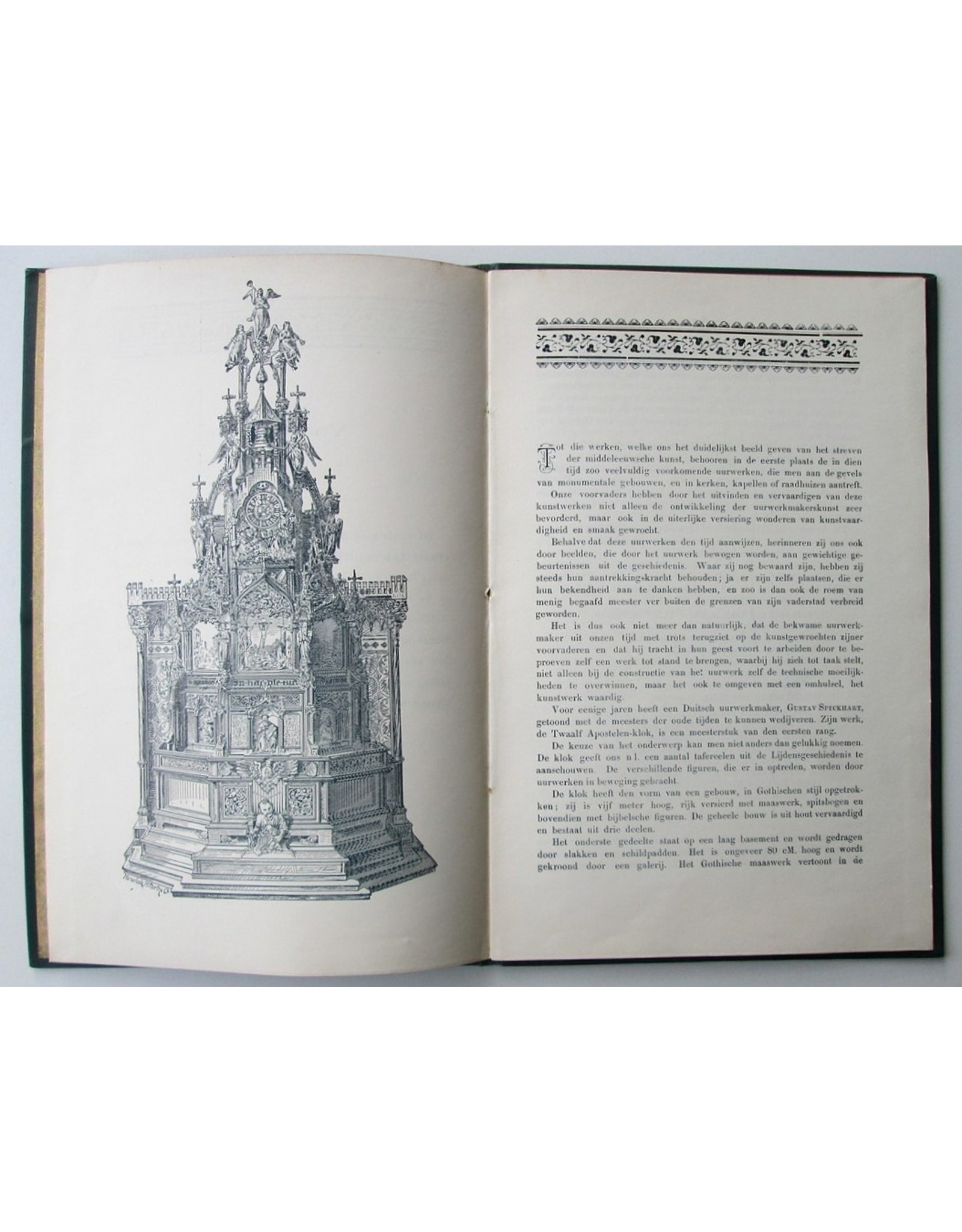 De Twaalf Apostelen-Klok tentoongesteld in de Afdeeling kunst-nijverheid van de Geldersche Tentoonstelling van Handel en Nijverheid op het Landgoed "Sonsbeek" te Arnhem van 1 Juni tot 1 October 1897