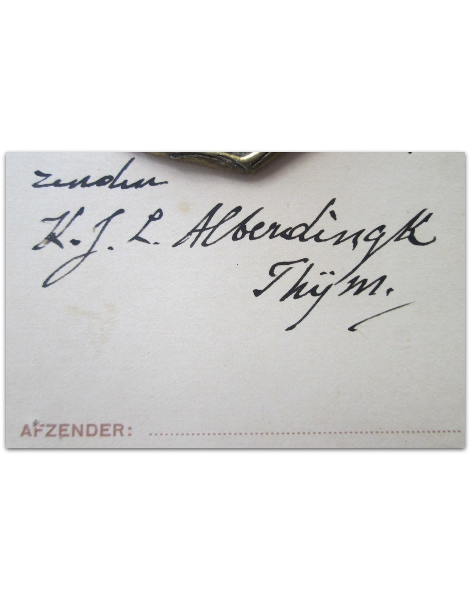 Lodewijk van Deyssel - [Original handwritten postcard addressed to a signature hunter ]