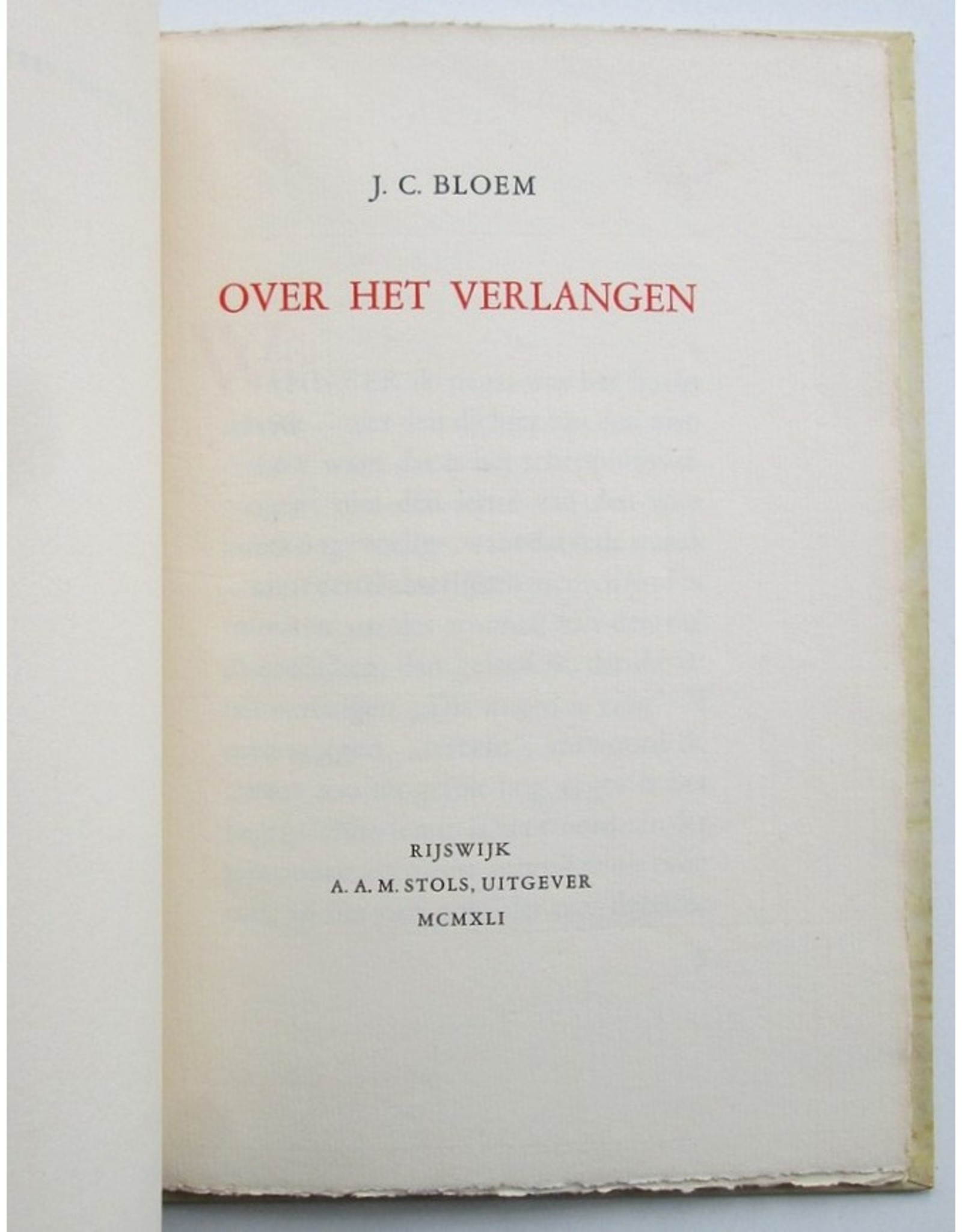 J.C. Bloem - Over het verlangen