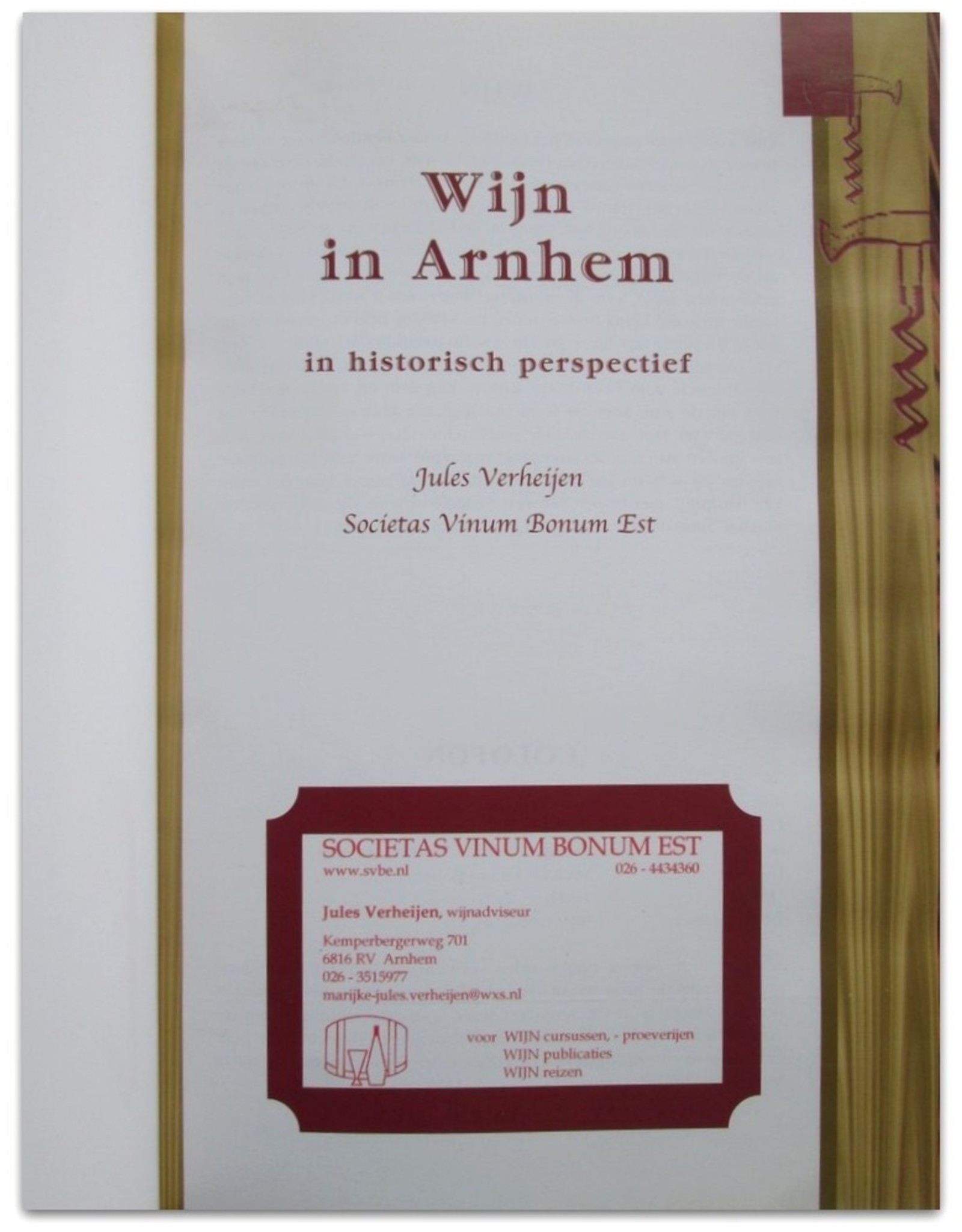 Jules Verheijen - Wijn in Arnhem in historisch perspectief